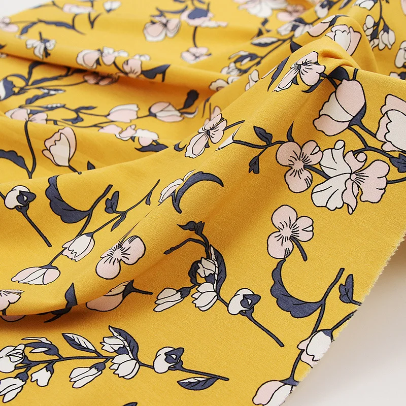 

New small fresh flower printed chiffon fabric DIY top dress fashion fabric