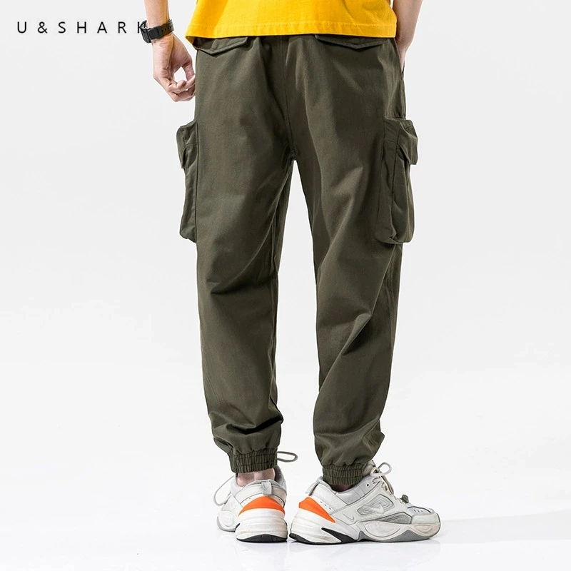 

U&SHARK Men Streetwear Casual Cargo Pants Army Green Black Grey 2020 New Arrival Military Style Fashion Cotton Trousers Male