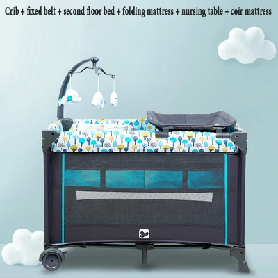 Crib splicing large bed removable bb multi-function portable folding newborn baby bedside cradle | Мать и ребенок