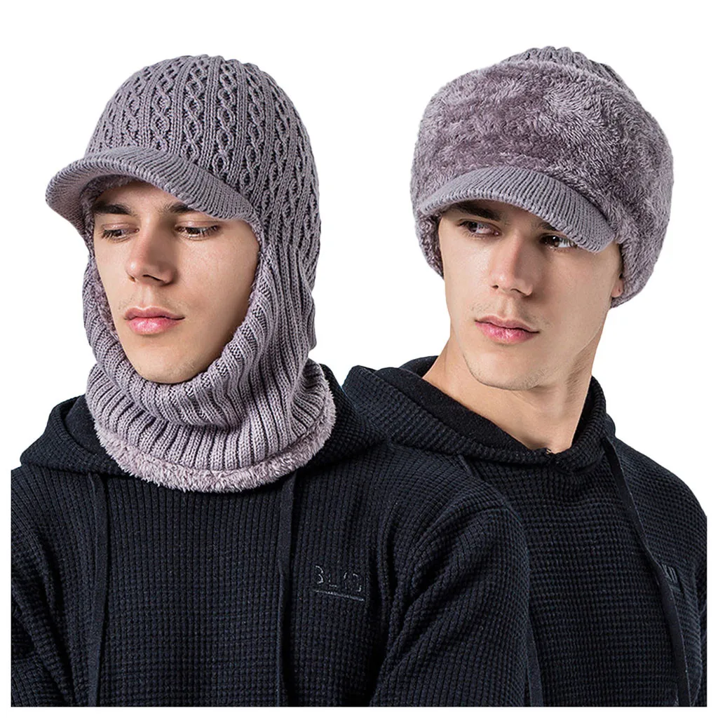 2 способа ношения Мужская зимняя шапка с воротником набор плюс бархатная Толстая