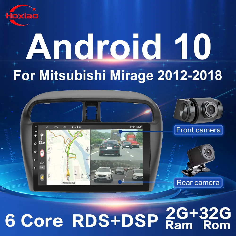 Автомобильный мультимедийный видеорегистратор 2 Din Android 10 2G RDS с двумя камерами
