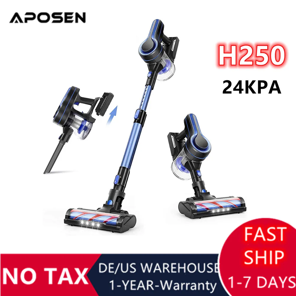 

APOSEN Cordless Vacuum Cleaner 24KPa Powerful Suction 250W Brushless Motor 4 in 1 Stick Vacuum with LED Turbine Brush for Home