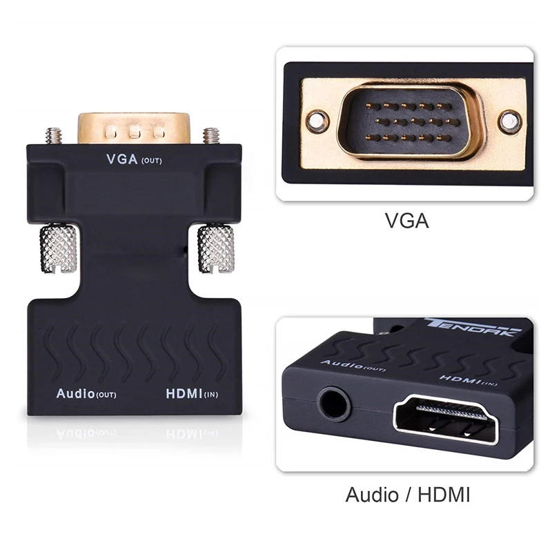 HDMI совместимый с VGA адаптер женский Мужской Аудио кабель видео конвертер 1080P для