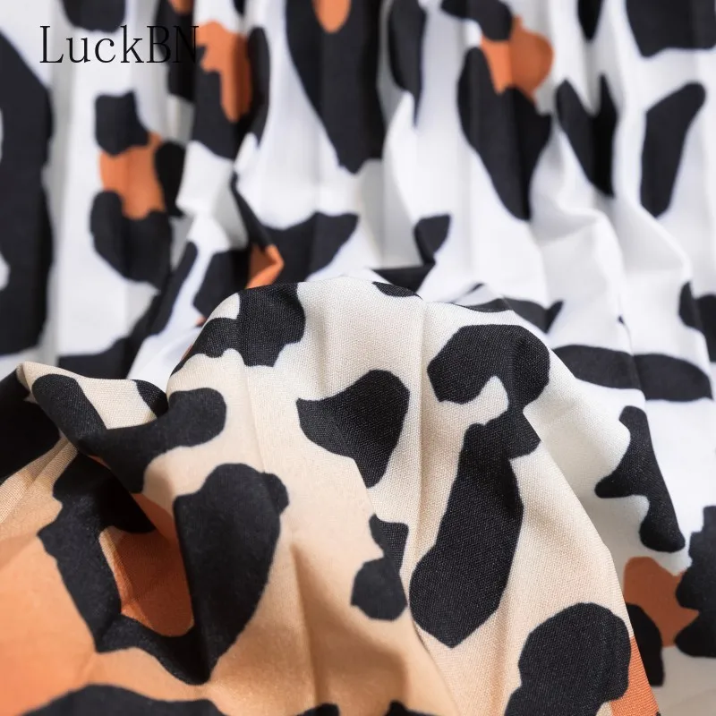

Spring Summer Skirts 2021 New Women's Clothing Leopard Printed Pleated Skirt All-match Elastic Skirt Mid-Length Skirts Women