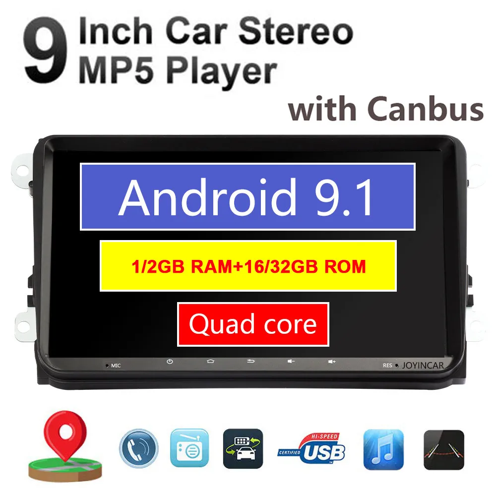 Автомагнитола 2DIN Android 9 1 мультимедийный плеер с GPS для VW /Volkswagen/Skoda/Passat/MK5/MK6/Polo/GOLF 2 +