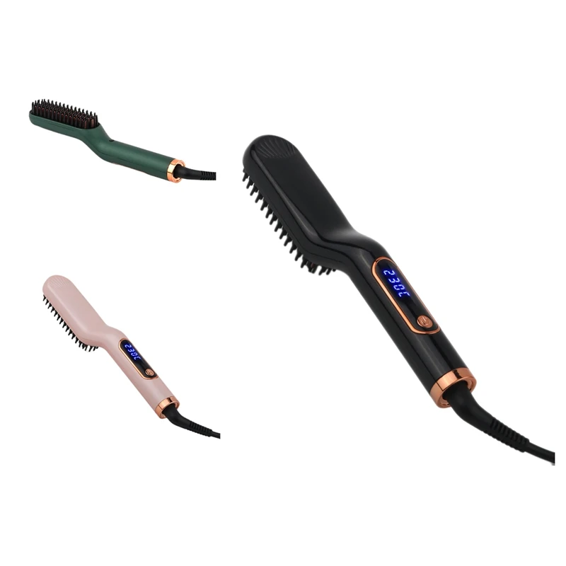 

Многофункциональный выпрямитель для волос, инструменты для укладки, гребень для бороды с защитой от ожогов для мужчин, гребень с быстрым на...