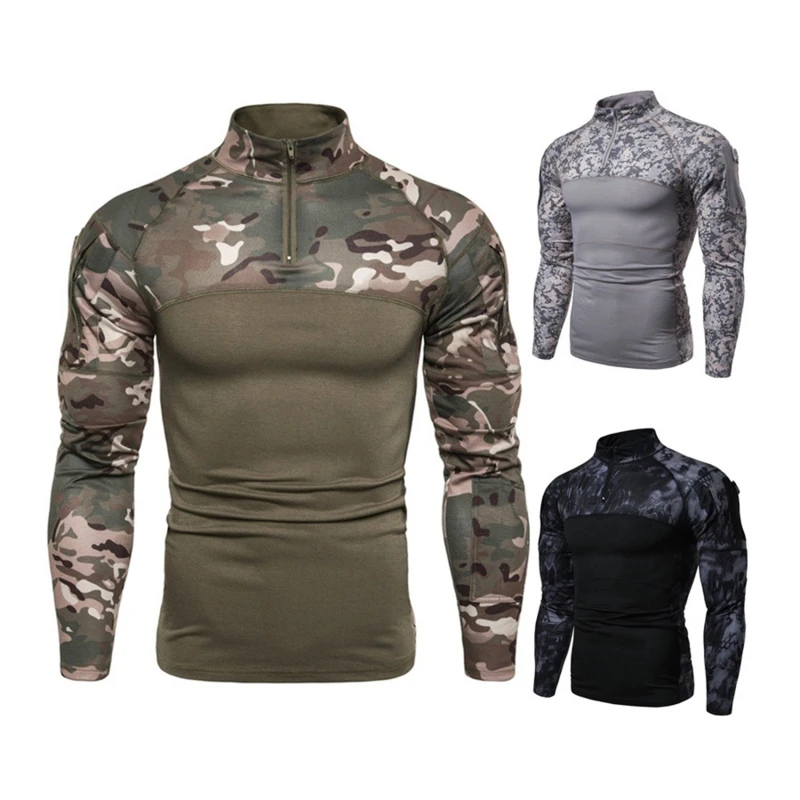 New mens Camouflage Tactical Military Clothing Combat Shirt Assault long sleeve Tight T shirt Army Costume | Мужская одежда