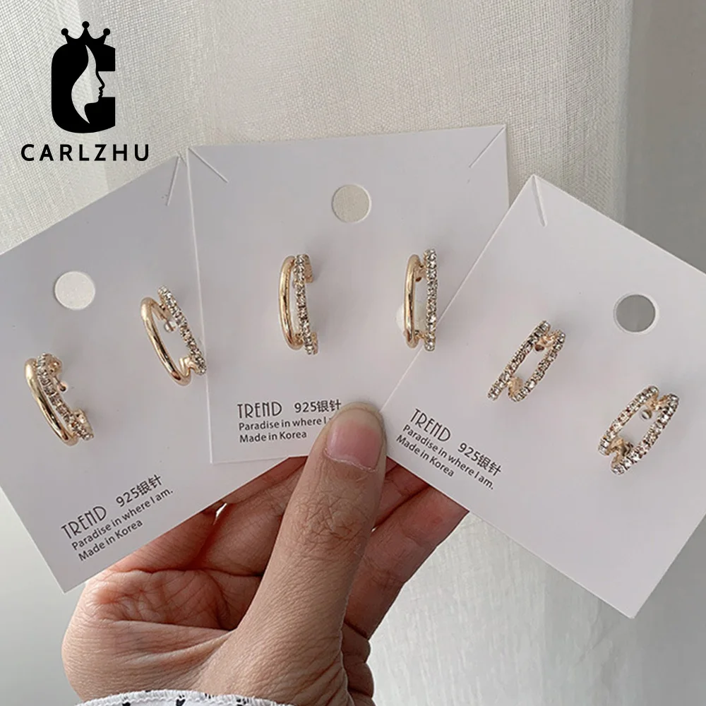 Трендовые серьги кольца с серебряным покрытием S925 Женские винтажные 2020 из