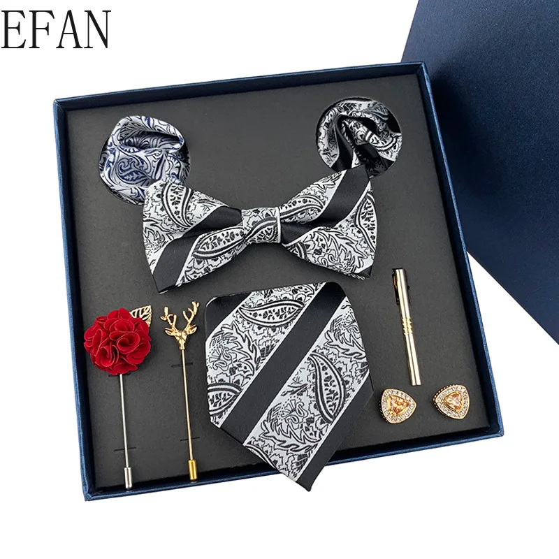 Мужской галстук роскошные свадебные галстуки + бабочки Карманный квадрат брошь