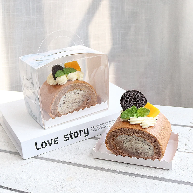 

10pcs Net red protable transparent window cake box DIY handmade baking biscuits cookies candy snack packaging boxes gift box