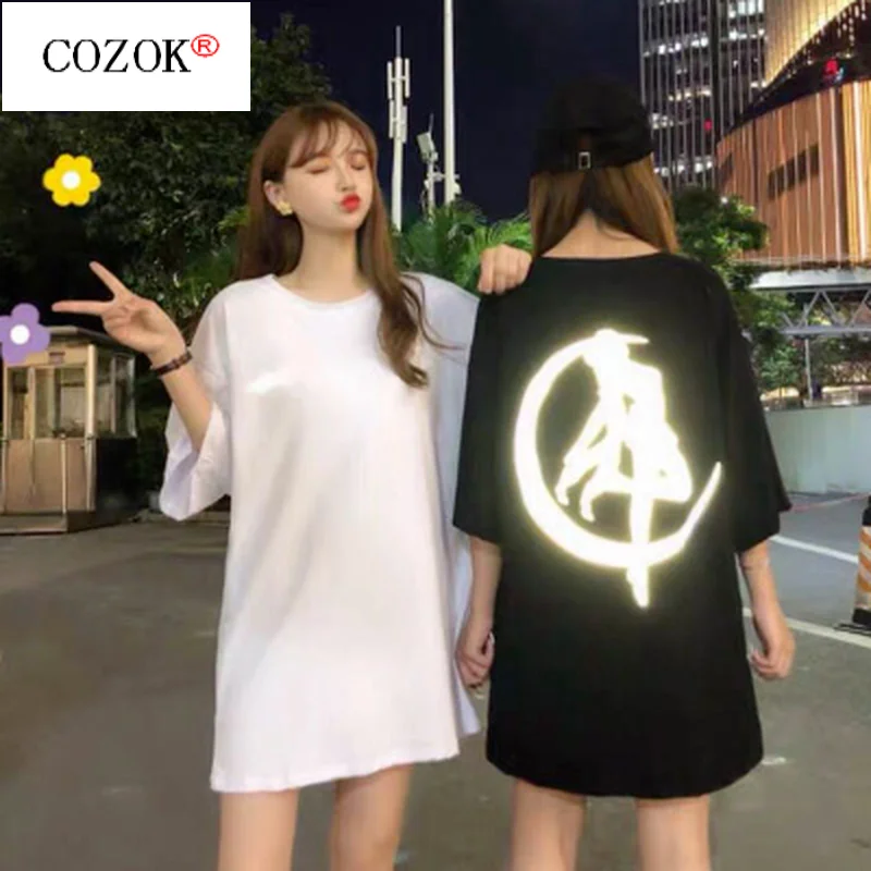 

2021 Summer New Ins Reflective Sailor Moon T-shirt Loose Large Size Tide Brand Cartoon Top Short-sleeved Harajuku Fluorescence