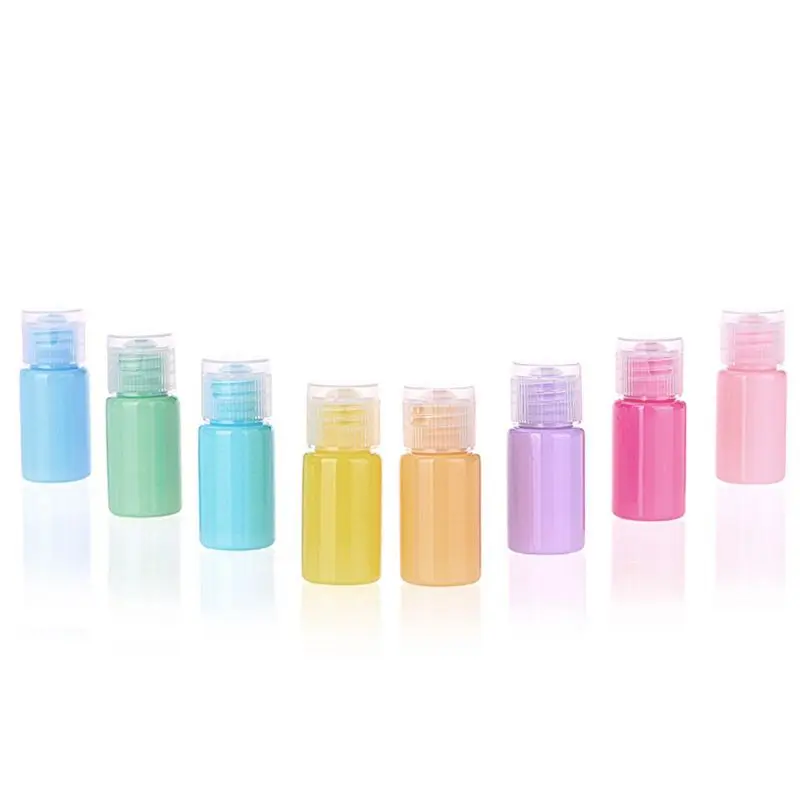 

8Pcs 10ml Refillable Cosmetic Empty Bottles with Clear Flip Lid Portable Plastic Lotion Container Macaron Candy Color Travel