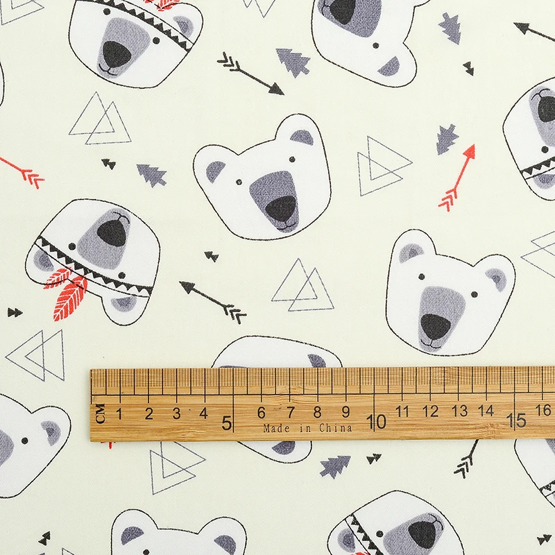 Новая ткань с принтом мультяшного белого медведя материалы ручной работы из