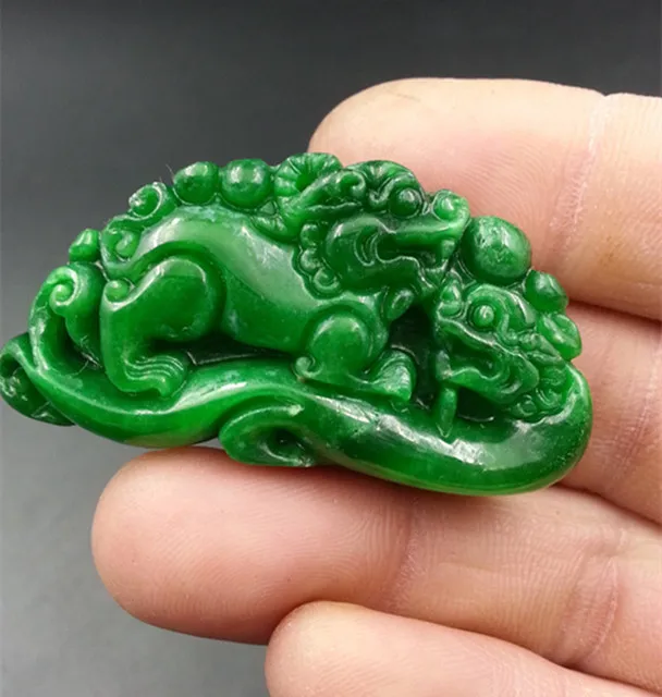 

Real jadeite Hand-Carved Green brave troops Emerald jade Pendant green jade gift necklace women men jade jewelry