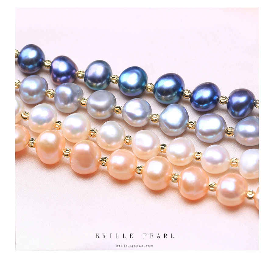 BaroqueOnly высокое качество натуральный пресноводный жемчуг Браслеты синий серый