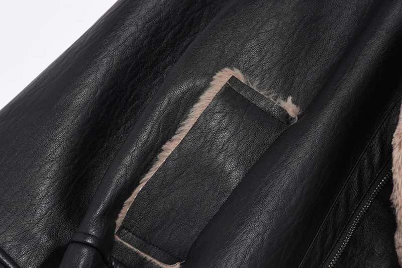 

[EAM] Loose Fit Faux Fur Big Pocket Thick Warm Jacket New Lapel Long Sleeve Women Coat Fashion Tide Autumn Winter 2021 1DD1198