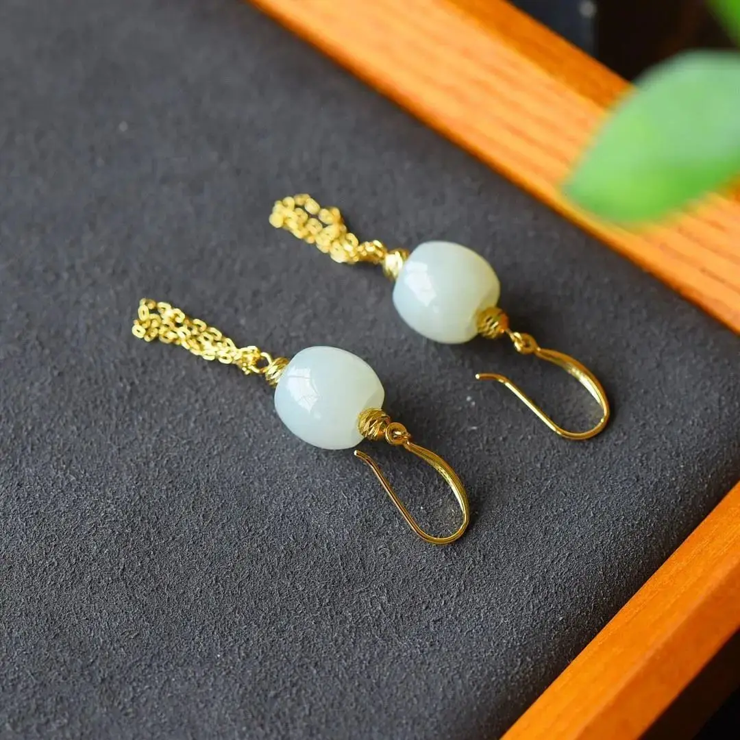 Антикварные серьги в китайском стиле из стерлингового серебра пробы длинные с