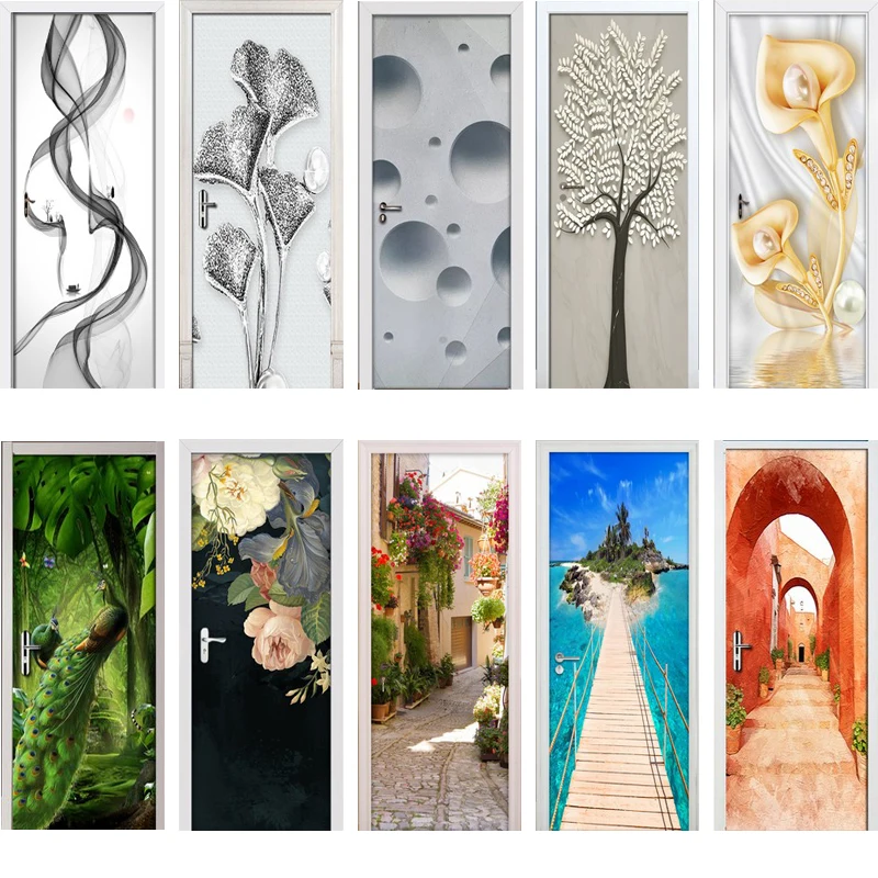 3D наклейка на дверь Настенная Наклейка Настенные обои плакат самоклеящаяся