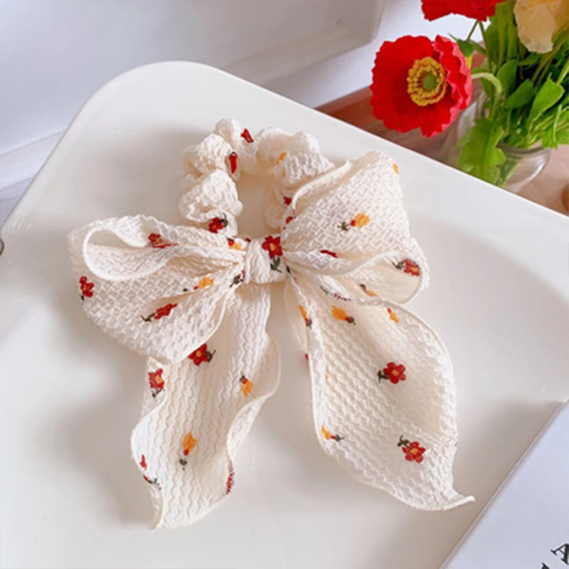 

New Chiffon Bowknot Elastic Hair Bands For Women Girls Solid Color Scrunchies Headband Hair Ties Ponytail Holder Hair Accessorie