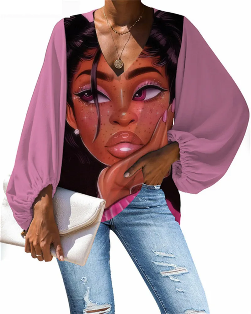 

Ladies' Blouses Spring/Autumn Fashion Oversized Women Blouses BlackGirlArt Chiffon Blouse Puff Sleeve Loose Tops Shirt Blusa