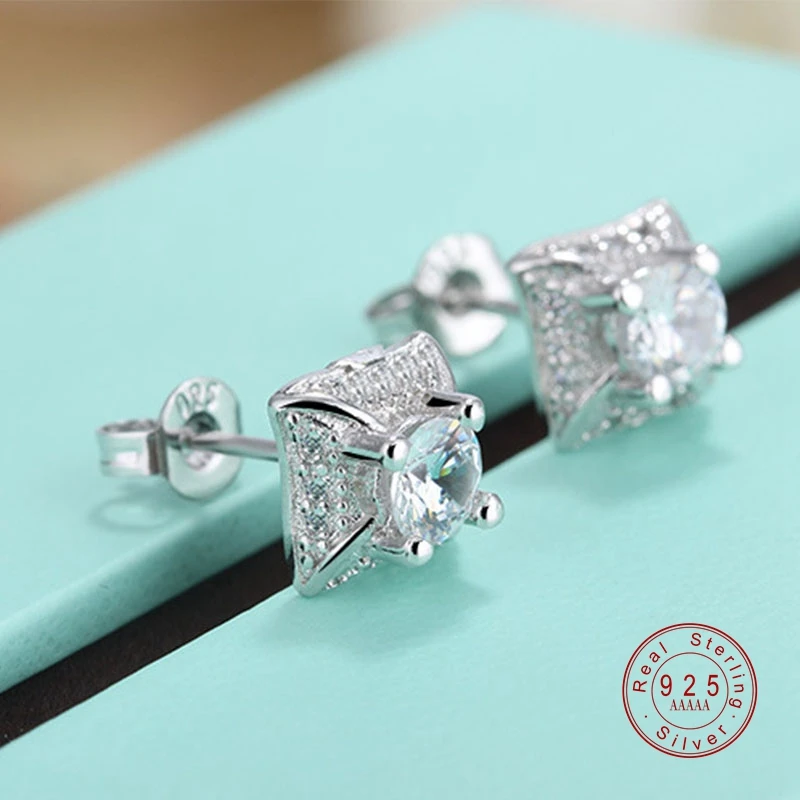 Новые роскошные женские белые круглые серьги гвоздики модные серебряные