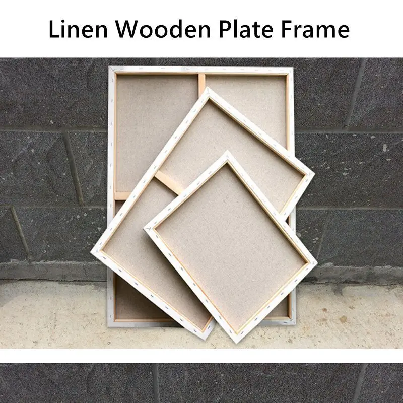 Средняя и грубая зернистая Смешанная льняная пустая рамка для экрана деревянная