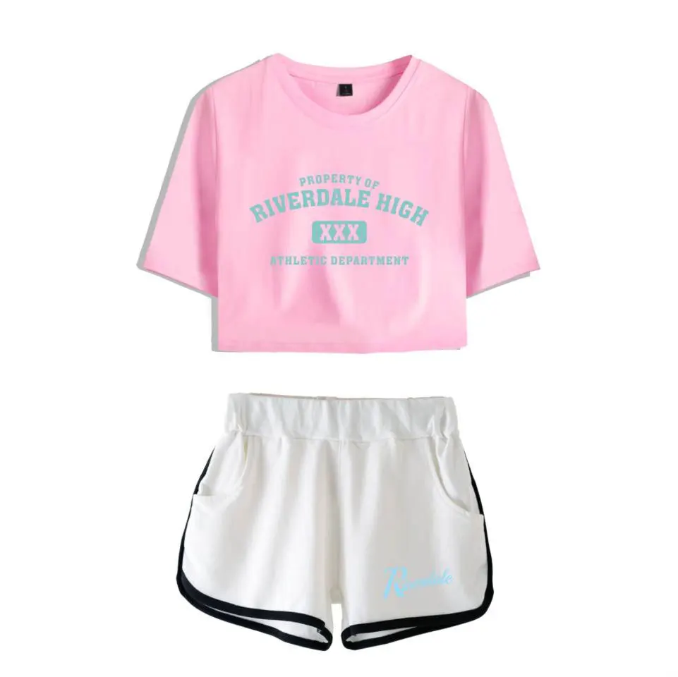 

Riverdale Two Piece Suit Southside Serpents Summer Outfits for Women Print Casual Two Piece Set Top and Pants Women Sets Clothes