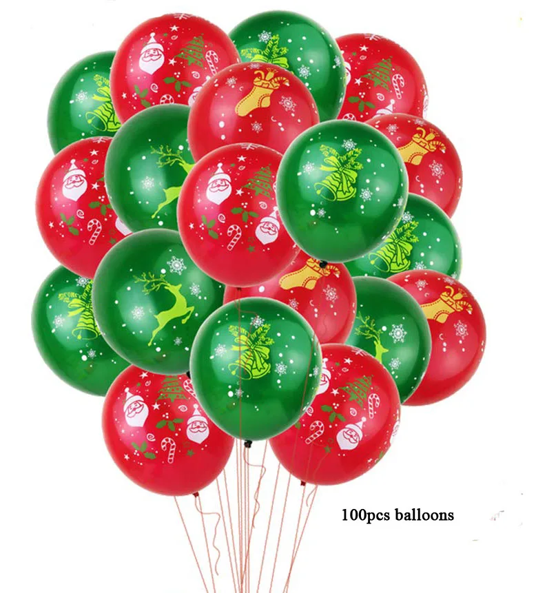 100pcs Веселые Рождественские шары, набор для украшения, рождественские фольгированные шары, принадлежности для рождественского декора, рождественские Санта-Клауса, вечерние потолочные подвески - Цвет: 100pcs