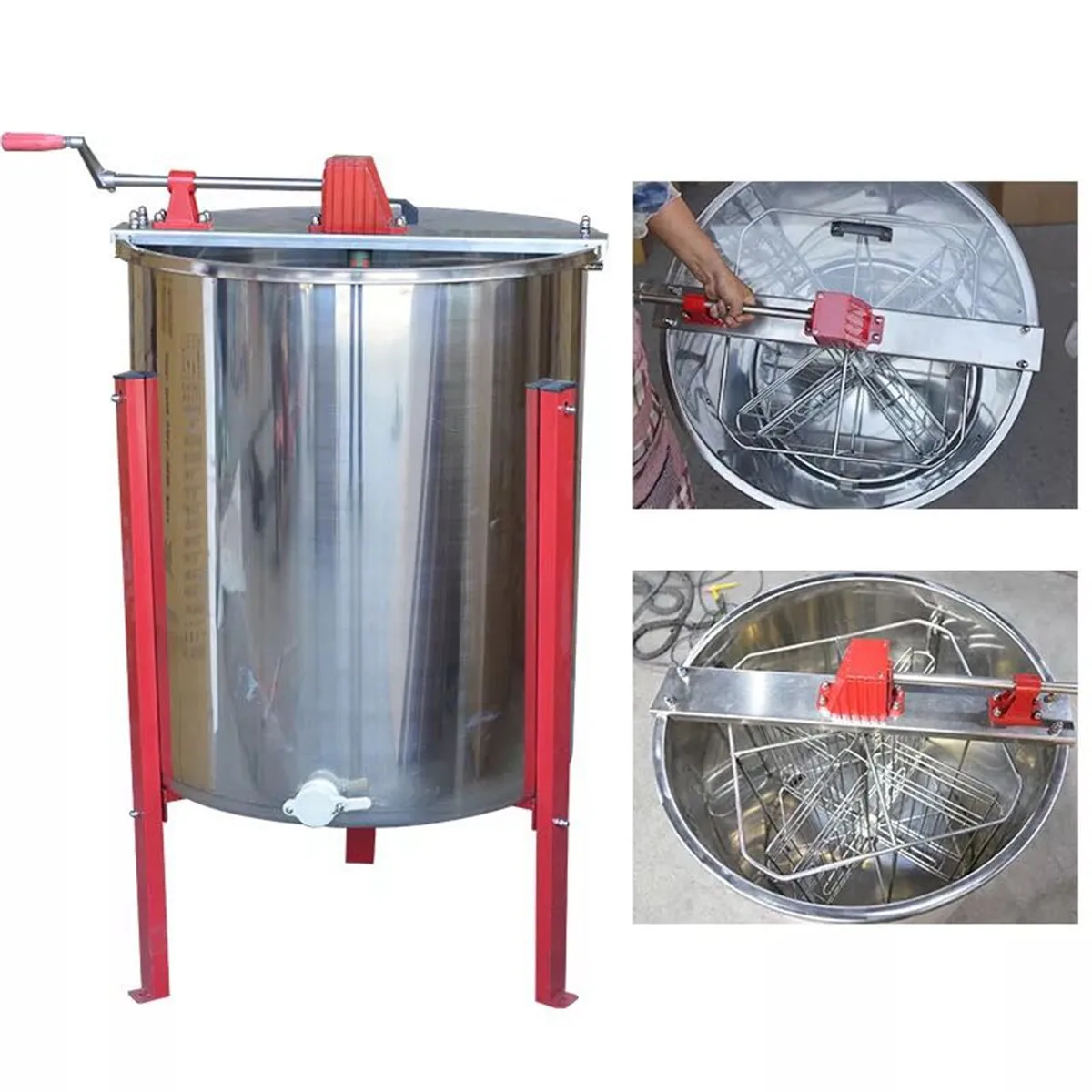 

Manual Honey Extractor 4 Frame Stainless Steel Honeycomb Spinner Bee Honey Centrifuge Manual Beekeeping Equipment Tool Supplies