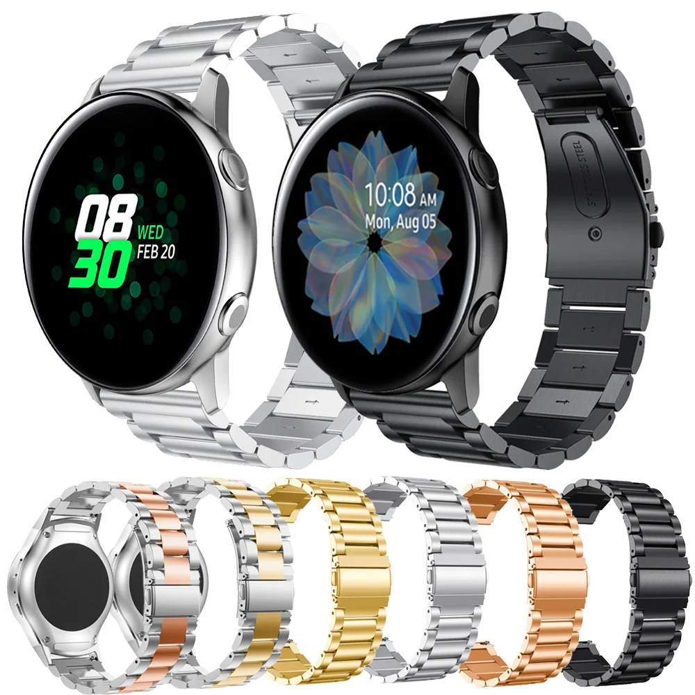 20 мм ремешок для часов Samsung galaxy Watch Active 2 44 40 браслет из нержавеющей стали Ремешки