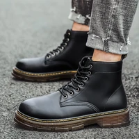 2021 autumn high top martin boots mens british style tooling boots wild tide shoes breathable casual leather boots mens shoes