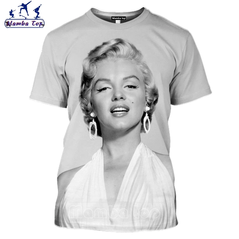 Топ Mamba Привлекательная модель Мэрилин Монро Мужская футболка с 3D принтом