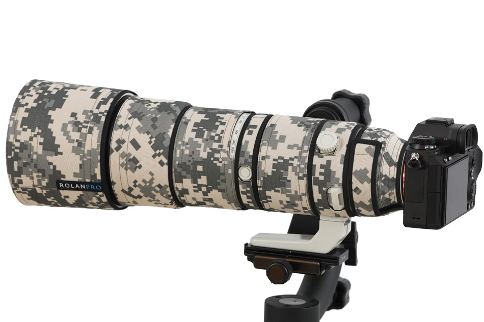 ROLANPRO Nylon wasserdichte Linse Camouflage Regenschutz für Sony FE 200–600 mm F5,6–6,3 G OSS Objektiv Schutzhülle Guns Kleidung – Detail 35