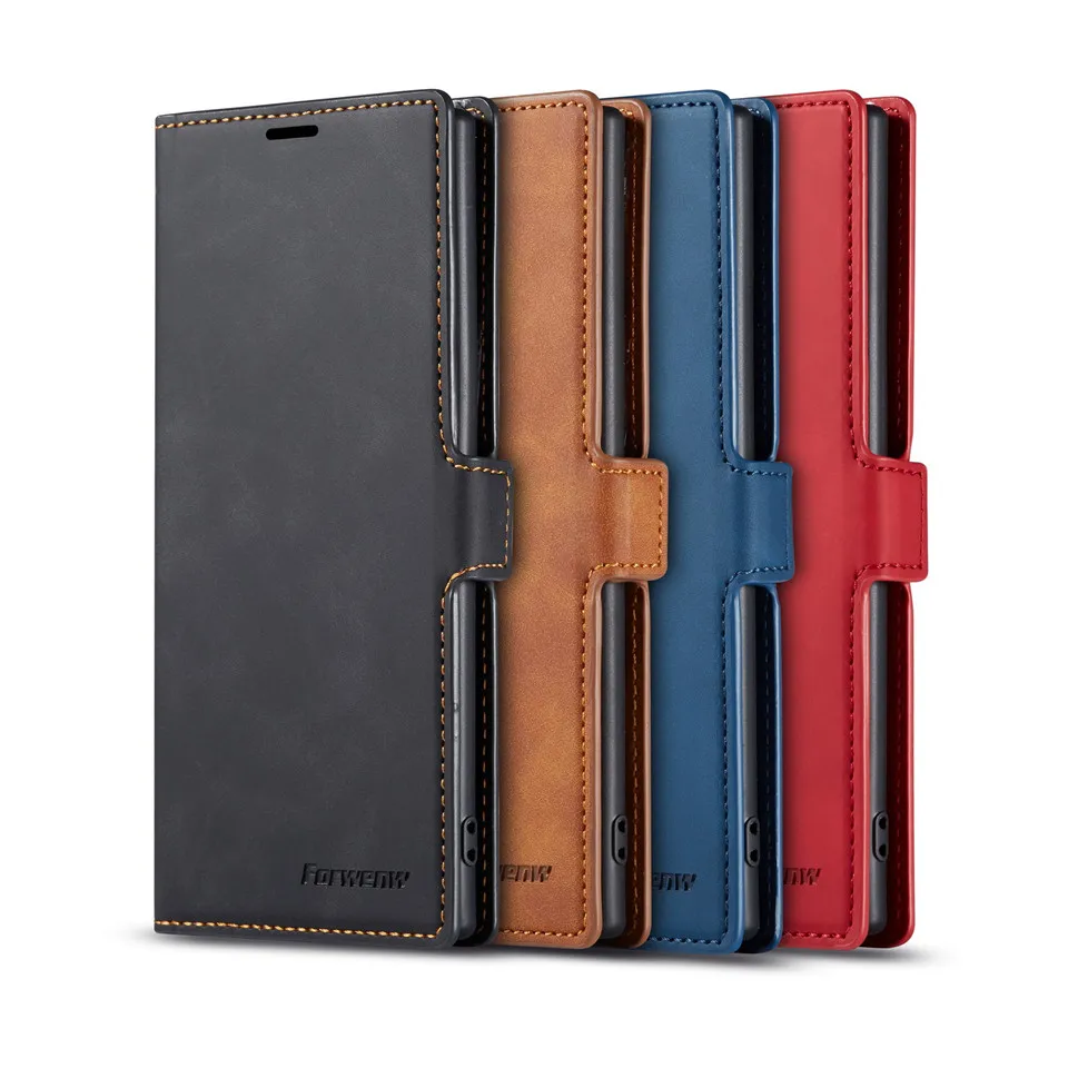 Роскошный кожаный флип чехол для телефона Samsung Galaxy Note 10 Plus Pro магнитный