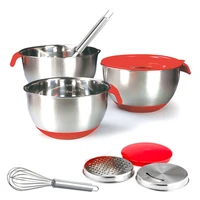 stainless steel salad mixer bowls set with lidshandlegrateregg beater kitchen baking non slip mixing bowl food container