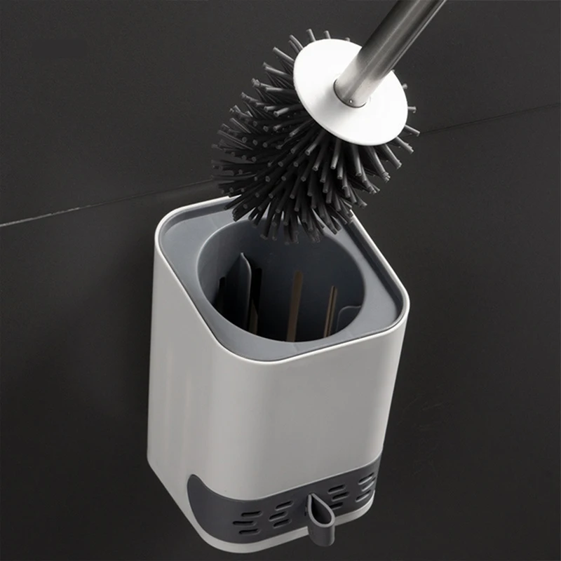 tpr silicone toilet brush wall mounted deep cleaning corner brush bathroom brushes durable home cleaner modern wc accessories free global shipping