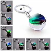 aurora polaris keyrings holder glass ball keychain keyrings beautiful natural scenery keychain crystal ball keychain