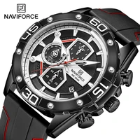 top brand naviforce watch for male fashion silicone strap sport chronograph calendar quartz watches waterproof relogio masculino