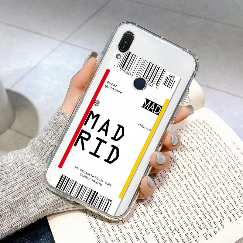 

Air Ticket World City Label Soft Case For Vivo Y20 Y20i Y20S Y11 Y17 Y15 Y12 Y19 Y30 V7 Plus Y83 Y91 Travel QR Code Clear Fundas