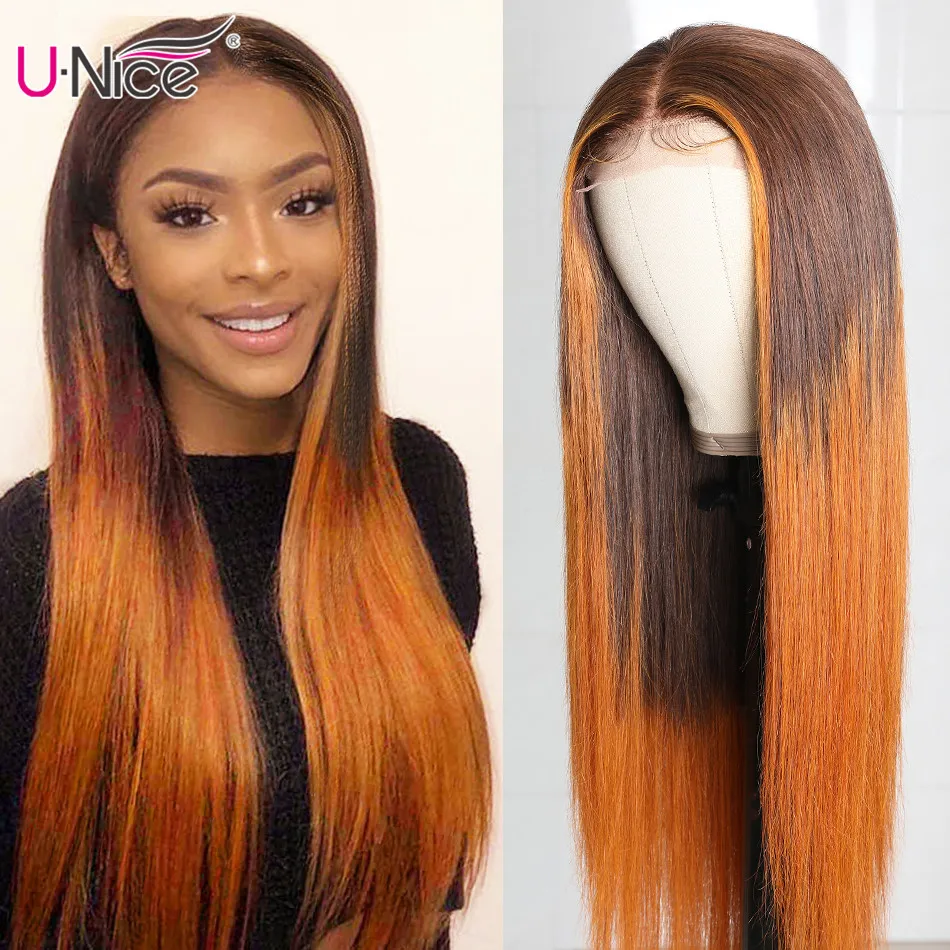 Волосы Unice поддельный парик для головы Омбре человеческие волосы цвет корицы