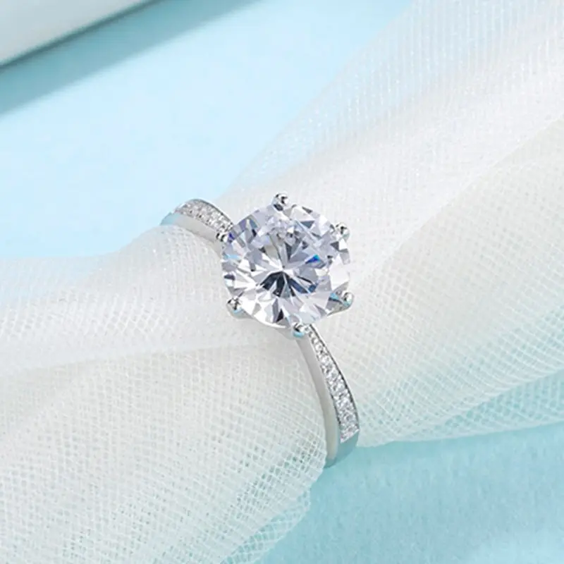 

Jazaz Fine Real 3 Carats D Color Moissanite Bridal Rings For Women 100% 925 Sterling Silver Sparkling Wedding Party Gift B1147