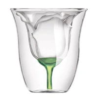 rose shape double wall bilayer wine glass cocktail flip liquor cup vaso household bar lover gift