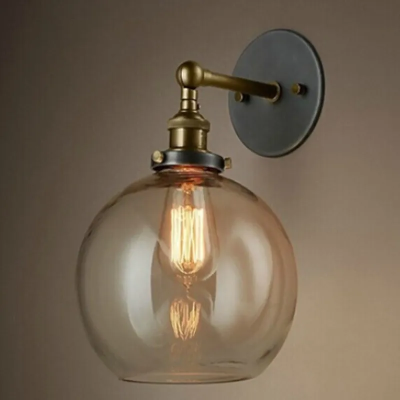 American Countryside Industrial Retro Bar Table Pendant Light 110V-220V Transparent circular glass Incandescent lamps