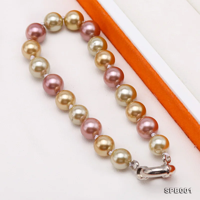 JYX Vintage Shell Pearl Bracelet Multi Color Seashell 7-8mm Christmas Gift women 7.5&quot | Украшения и аксессуары