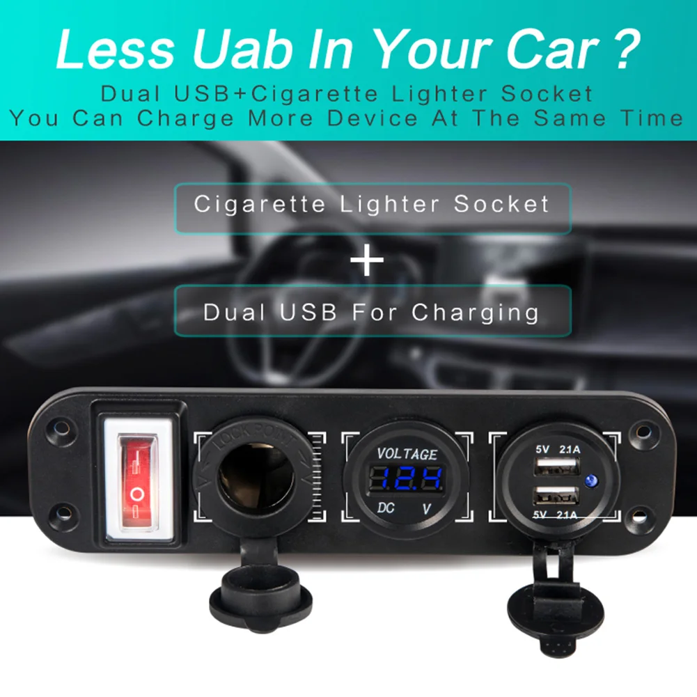 Водонепроницаемое автомобильное зарядное устройство USB 2 1 А + цифровой вольтметр