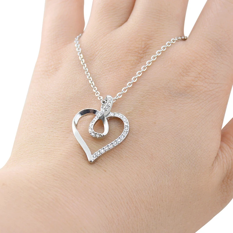 Женская цепочка с подвеской в виде сердца кристаллами | Украшения и аксессуары