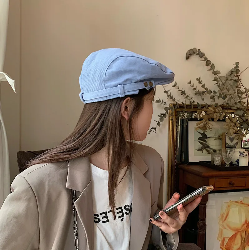 

2021 New Women Fashion Retro Forward Hat Children Spring and Summer Versatile Beret Korean Version Cap Painter Hat