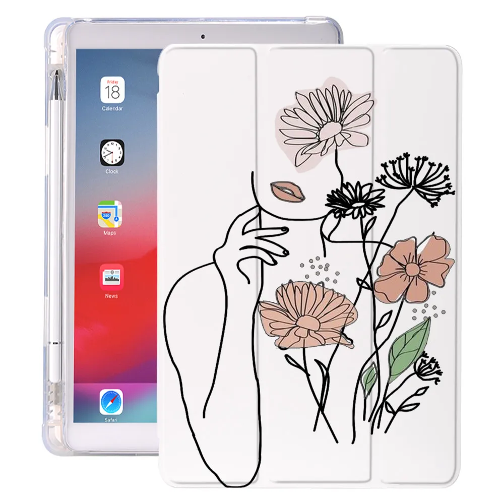 

Art Painting Girl Case For iPad 7th 8th Generation Air 4 2 3 Case For iPad Pro 11 Case 2020 Mini 5 With Pencil Holder