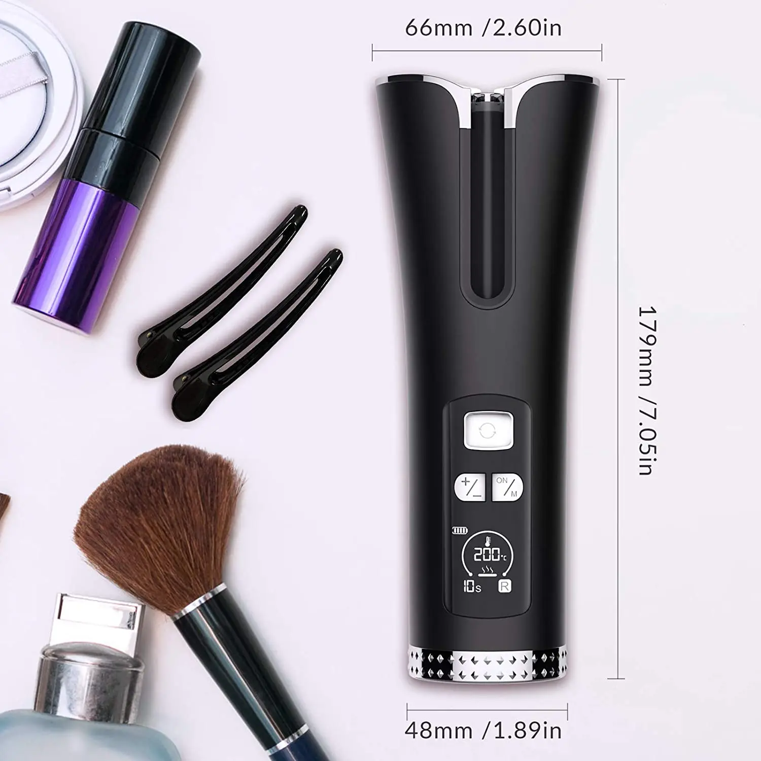 Automatic Curling Iron Cordless Hair Curler Auto Rotating Ceramic Rechargeable USB Waver Tongs Wand | Красота и здоровье