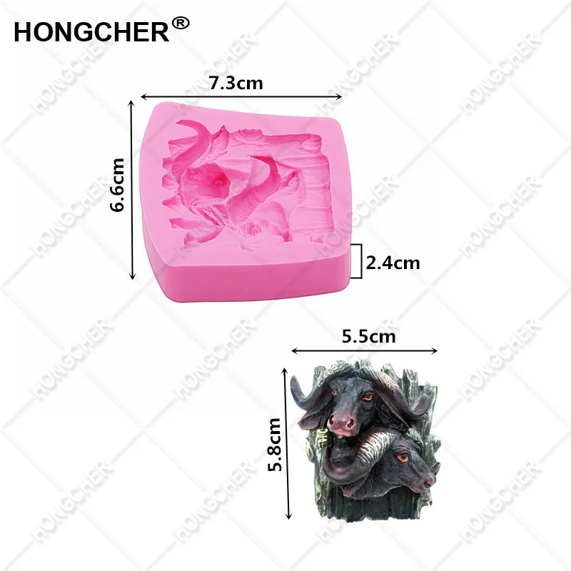 Новая голова животного двойная головка силиконовая форма помадки инструмент для